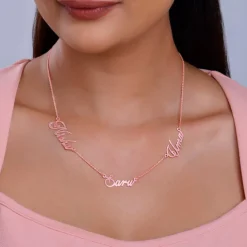 Rose Gold Personalised Bestie Trio Name Necklace