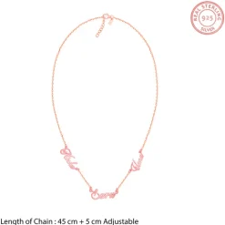 Rose Gold Personalised Bestie Trio Name Necklace