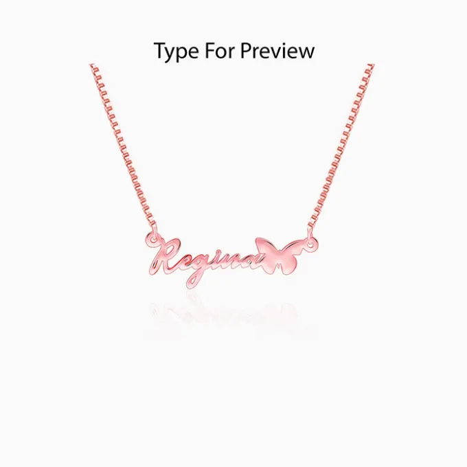 Rose Gold Personalised Butterfly Pendant