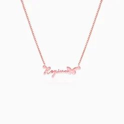 Rose Gold Personalised Butterfly Pendant