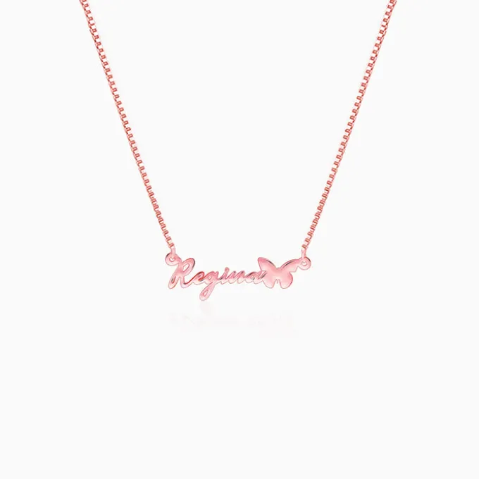 Rose Gold Personalised Butterfly Pendant