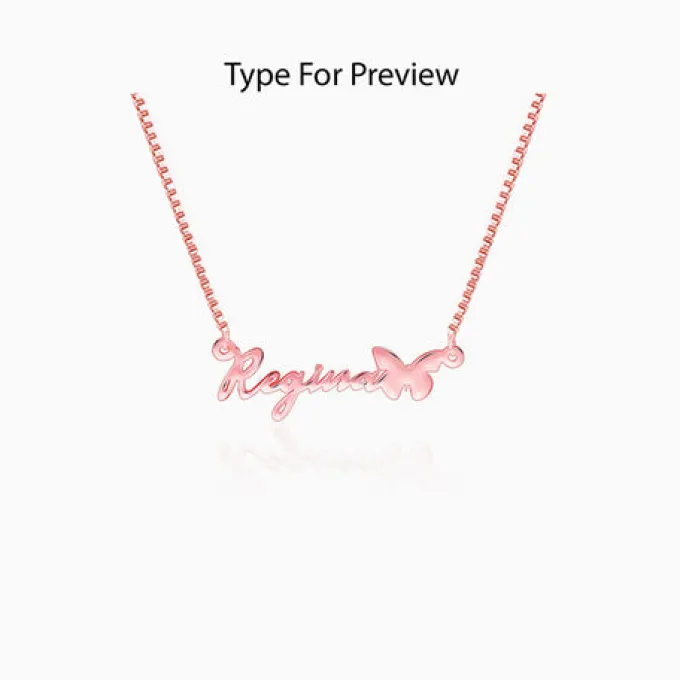 Rose Gold Personalised Butterfly Pendant