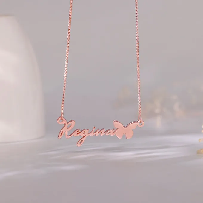 Rose Gold Personalised Butterfly Pendant