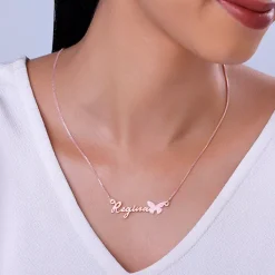 Rose Gold Personalised Butterfly Pendant