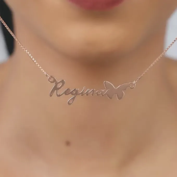 Rose Gold Personalised Butterfly Pendant