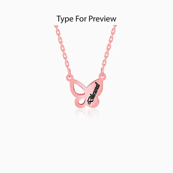 Rose Gold Personalised Butterfly Necklace