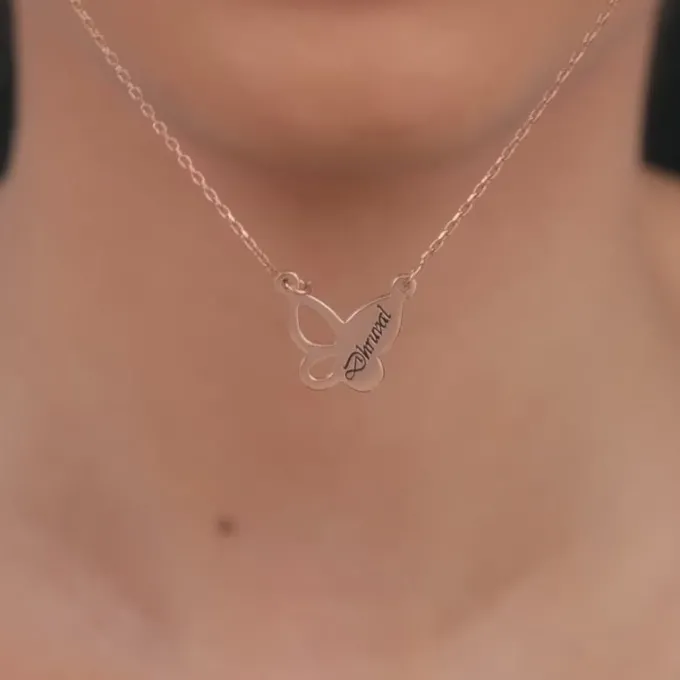 Rose Gold Personalised Butterfly Necklace