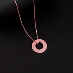 Rose Gold Personalised Circular Pendant For Him