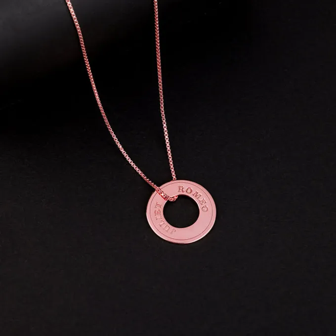 Rose Gold Personalised Circular Pendant For Him