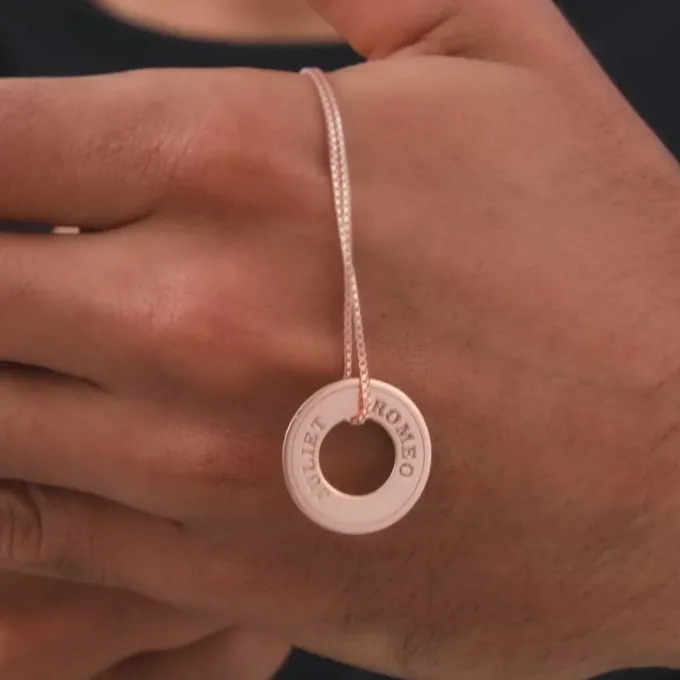 Rose Gold Personalised Circular Pendant For Him