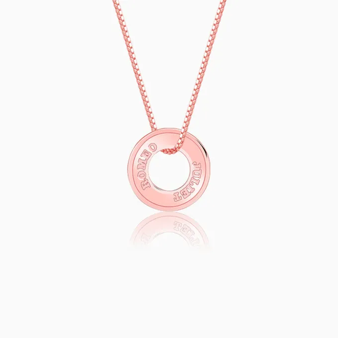 Rose Gold Personalised Circular Pendant For Him