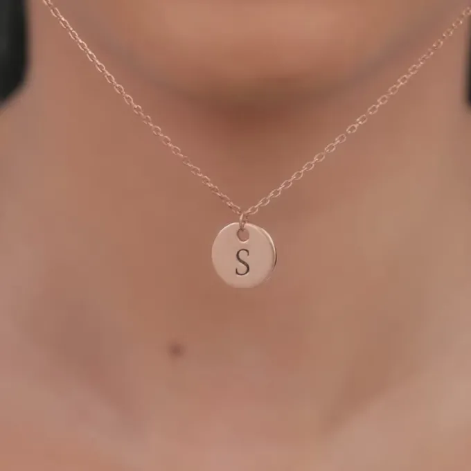 Rose Gold Personalised Classic Initial Pendant with Link Chain