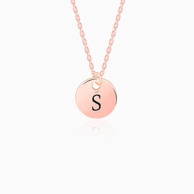 Rose Gold Personalised Classic Initial Pendant with Link Chain