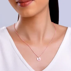 Rose Gold Personalised Classic Initial Pendant with Link Chain