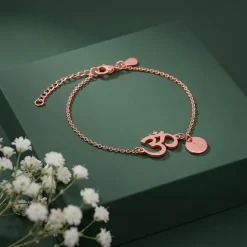 Rose Gold Personalised Classy Om Heartbeat Bracelet