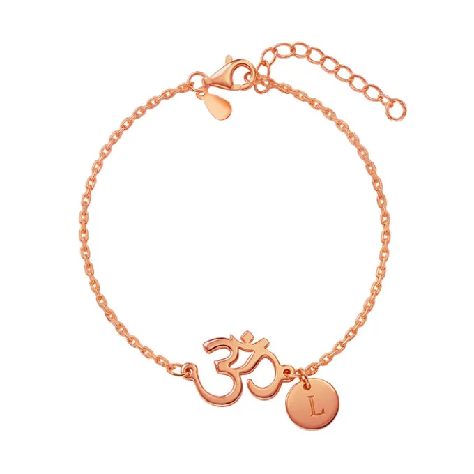 Rose Gold Personalised Classy Om Heartbeat Bracelet