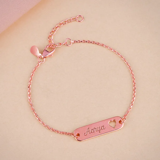 Rose Gold Personalised Cosy Heart Bracelet