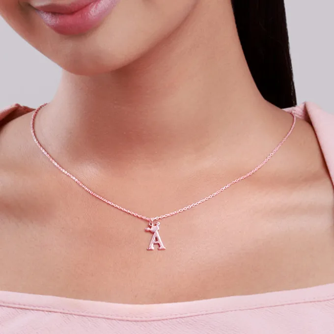 Rose Gold Personalised Crown Initial Pendant