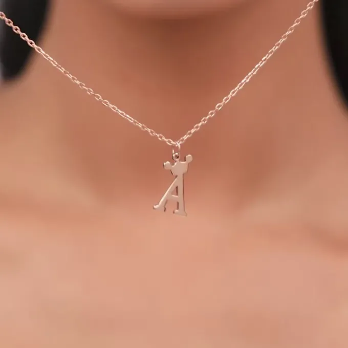 Rose Gold Personalised Crown Initial Pendant