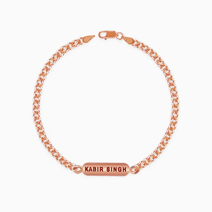 Rose Gold Personalised Cuban Bracelet for Him