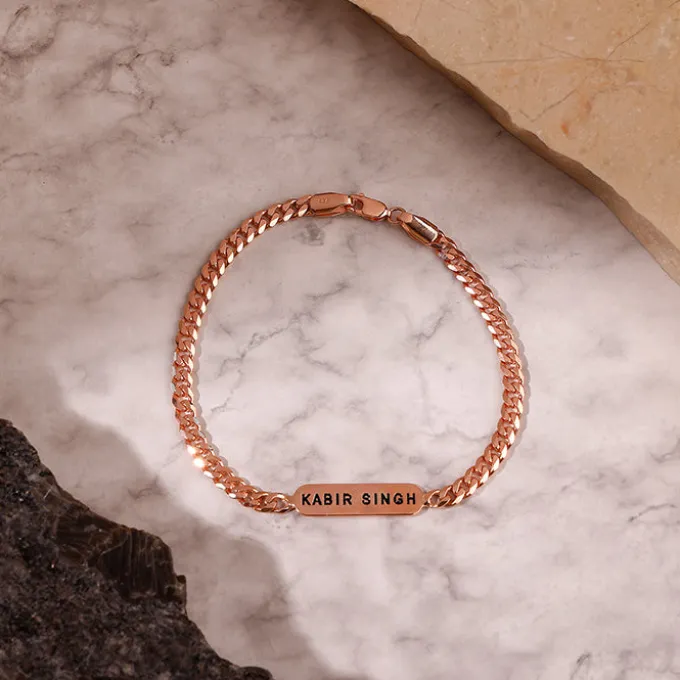 Rose Gold Personalised Cuban Bracelet for Him