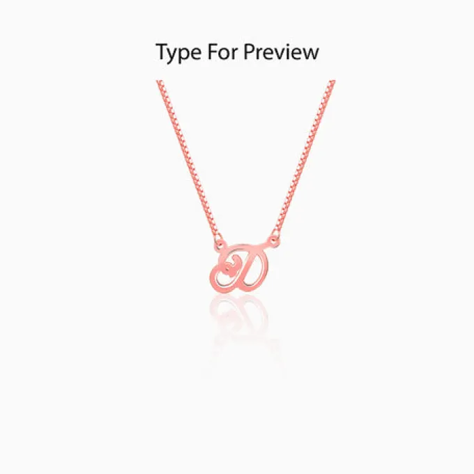 Rose Gold Personalised Cursive Initial Necklace