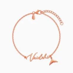 Rose Gold Personalised Cute Mermaid Tail Bracelet