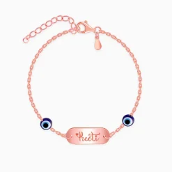 Rose Gold Personalised Evil Eye Name Bracelet