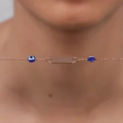 Rose Gold Personalised Evil Eye Name Bracelet