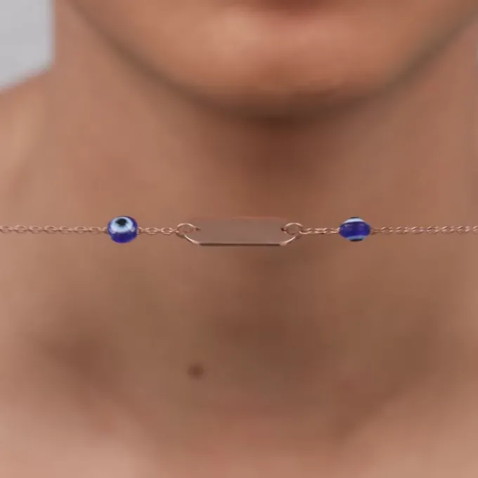 Rose Gold Personalised Evil Eye Name Bracelet