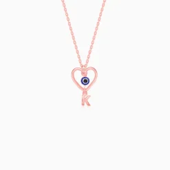 Rose Gold Personalised Evil Eye Heart Initial Pendant