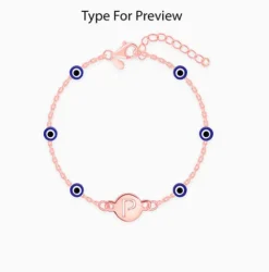 Rose Gold Personalised Evil Eye Initial Bracelet