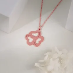 Rose Gold Personalised Floral Love Name Necklace