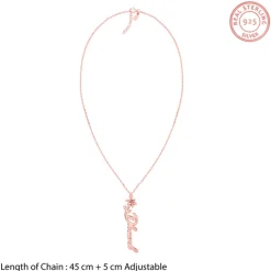 Rose Gold Personalised Flower Name Pendant with Link Chain