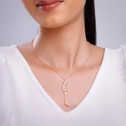 Rose Gold Personalised Flower Name Pendant with Link Chain