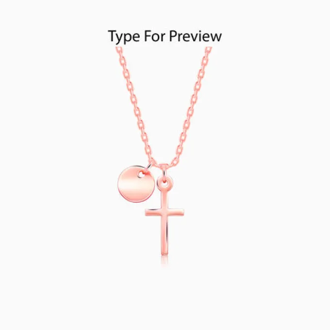 Rose Gold Personalised Halo Cross Pendant With Link Chain