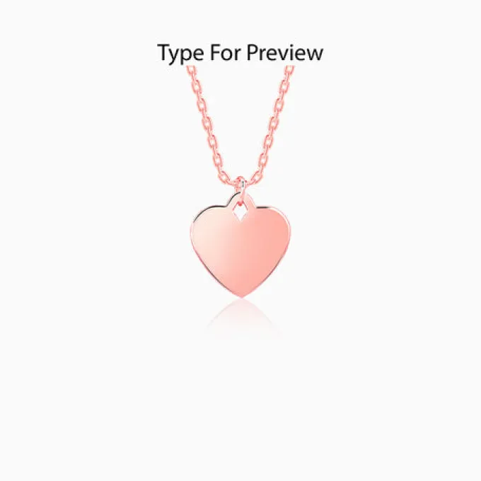Rose Gold Personalised Heart Initial Pendant With Link Chain
