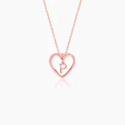 Rose Gold Personalised Heart of Initial Pendant