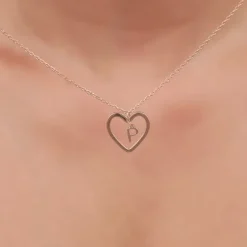 Rose Gold Personalised Heart of Initial Pendant