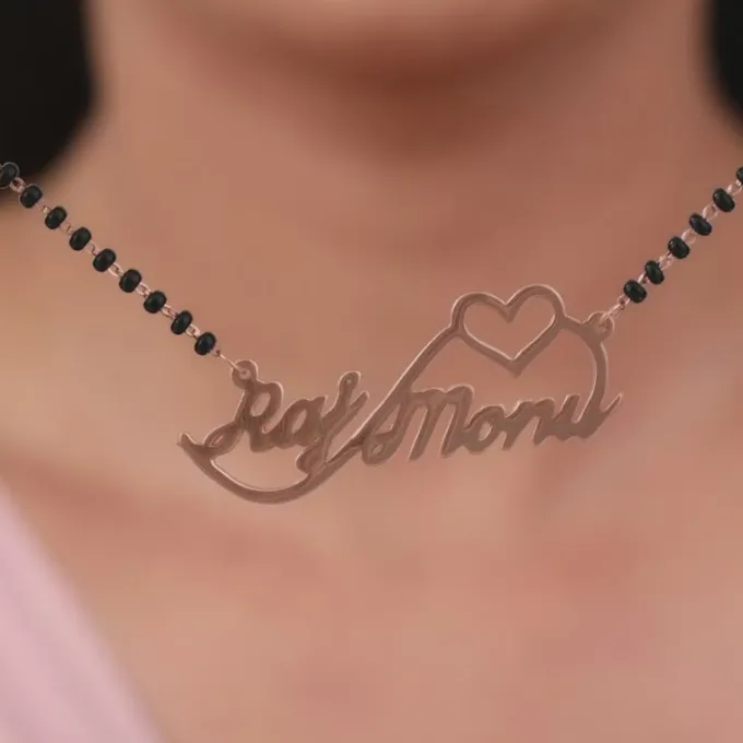 Rose Gold Personalised Heart Name Mangalsutra