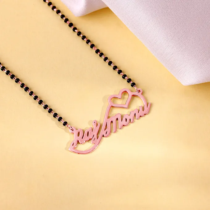 Rose Gold Personalised Heart Name Mangalsutra