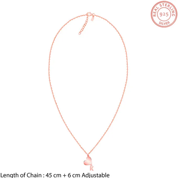 Rose Gold Personalised Heart Initial Pendant