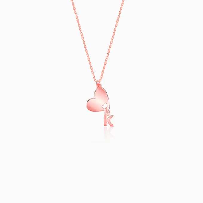 Rose Gold Personalised Heart Initial Pendant
