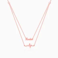 Rose Gold Personalised Heartbeat Layered Necklace