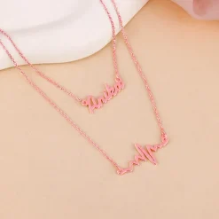 Rose Gold Personalised Heartbeat Layered Necklace