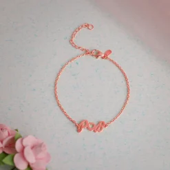Rose Gold Personalised Heart You Initial Bracelet