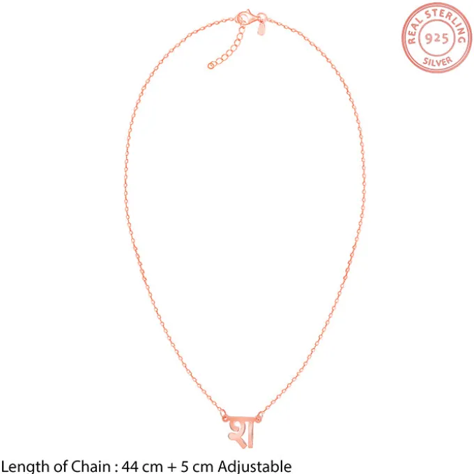 Rose Gold Personalised Hindi Initial Evil Eye Necklace