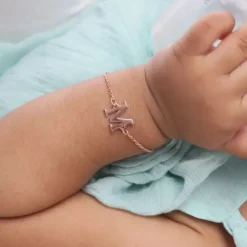 Rose Gold Personalised Initial Kids Bracelet (0 - 2 Years)