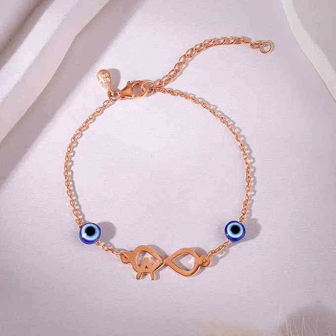 Rose Gold Personalised Initial Nazar Bracelet