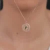 Rose Gold Personalised Initial Grace Pendant with Link Chain